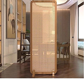 Mua Vách ngăn bình phong vân gỗ kết hợp lưới mây mắt cáo
