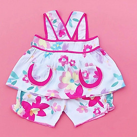 Bộ quần áo ngắn bé gái dây họa tiết Hoa hồng lanh lụa - AICDBGQX79WQ - AIN Closet