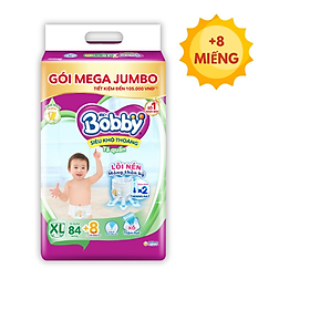 [TẶNG THÊM MIẾNG] Tã/bỉm quần Bobby 3mm Mega Jumbo Gạo non Giảm nhiệt M112/L96/XL84/XXL76