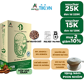 Cà phê hạt rang AEROCO A4 pha phin và pha máy, hộp 500g, nguyên chất 100% rang mộc hậu vị ngọt thơm quyến rũ