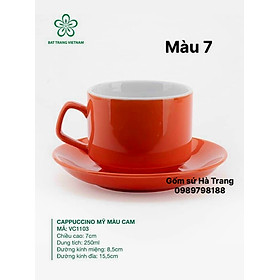 Mua Set cốc đĩa dung tích 250ml gốm sứ Bát Tràng cao cấp men sắc màu cuộc sống