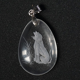 Mặt dây chuyền nam nữ thạch anh trắng tự nhiên - Con Mèo ( Tuổi Mẹo Mão) tặng dây đeo