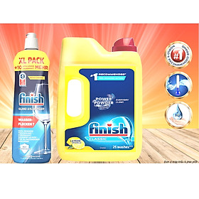 Combo nước làm bóng bát finish 800ml + Bột rửa bát finish 2.5kg dùng cho máy rửa bát