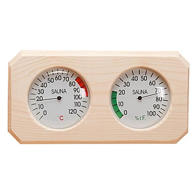 Hình ảnh sách 2 in 1 Pine Wooden Sauna Hygrothermograph Thermometer, Indoor Humidity Temperature Measurement