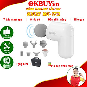 Súng Massage Cầm Tay Mini Nikio NK-173 - 6 Đầu Chuyên Dụng + 1 Đầu Nhiệt Nóng - Mát Xa Hỗ Trợ Giảm Đau Nhức Và Giãn Cơ Toàn Thân - Phù Hợp Mọi Đối Tượng, Siêu Nhỏ Gọn