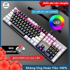 Bàn Phím Cơ Gaming Cao Cấp XSmart K1 Có 20 Chế Độ Nháy LED RGB Cực Đẹp, 104 Phím Full Size Sử Dụng Trục Cơ Red Switch Gõ Siêu Êm Bản Nâng Cấp Mới Nhất Tương Thích Với Các Dòng Máy Tính, Laptop, PC - Hàng Chính Hãng