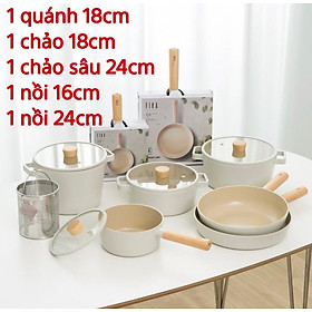 Bộ nồi chảo Neoflam Fika 5 món chảo size M, Hàn Quốc