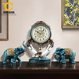 Mua Đồng hồ ĐỀ BÀN Combo bộ 3 chi tiết voi xanh 1482-81 cao cấp cho phòng khách
