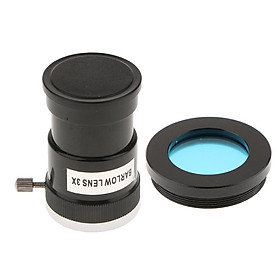 Barlow Lens 1.25 Inch/31.7mm Astronomy Telescope Eyepiece 3X & Blue Filter