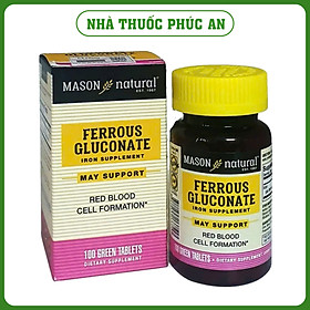 Viên uống sắt cho bà bầu MASON NATURAL Ferrouse Gluconate Mỹ 50 - 100 viên giúp bổ máu tăng sức đề kháng
