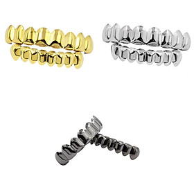 3x Halloween Hip Hop 18K Gold Plated 8 Teeth Caps Mouth Grills Top & Bottom
