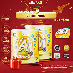 Sữa Miwako A+ Sữa Hạt Cho Bé Tăng Chiều Cao Ngủ Ngon Phát Triển Thông Minh, Sữa Không Đường 700g Vị Vani x2 Hộp - miwako