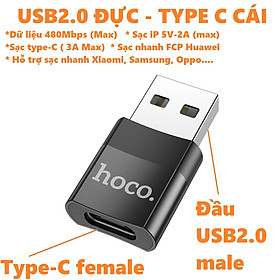 [ Type C  Adapter ] Đầu chuyển type C sang USB 3.0  / iP hỗ trợ OTG cho điện thoại tablet laptop hoco UA17 _ hàng chính hãng