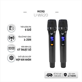 Mua   TÙY CHỈNH ÂM LƯỢNG & TẦN SỐ   Trọn Bộ Micro Không Dây Việt Star Quốc Tế WR20A & WR20 Bằng Hợp Kim Sơn Tĩnh Điện Chống Trầy  Kết Nối Xa 20m Không Vật Cản - Hàng Chính Hãng