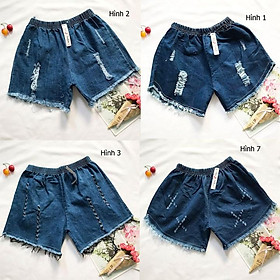 Quần đùi bé gái freesize từ 35-40kg quần short jean tua lai bầu wash rách