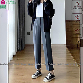 Hình ảnh Quần baggy nữ Hiền Trần BOUTIQUE ống đứng, phom dáng Hàn Quốc màu đen xám, đồ công sở đi học