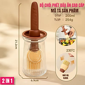 Mua Chổi quét dầu bơ kèm lọ thủy tinh đựng dầu dùng cho làm bánh  nướng BBQ đầu phết silicone