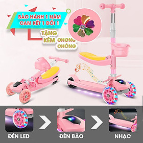 Xe trượt scooter đa năng phát sáng cho bé từ 1 đến 12 tuổi - Xe thăng bằng có nhạc, ghế nhún cho trẻ