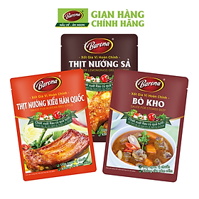 Combo Xôt gia vị hoàn chỉnh Barona: 1 Bò kho (80gr) + 1 Thịt Nướng Hàn Quốc (80gr) + 1 Thịt Nướng Sả (80gr)