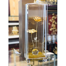 Chậu sen dát vàng (13×15.5x39cm) MT Gold Art- Hàng chính hãng, trang trí nhà cửa, quà tặng dành cho sếp, đối tác, khách hàng