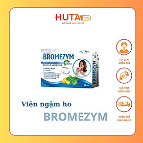 Viên ngậm BROMEZYM HUTA, giảm sưng, đau do viêm họng, viêm phế quản hộp 24 viên