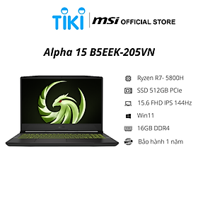 Mua Laptop MSI Gaming Alpha 15 B5EEK-205VN (Ryzen R7- 5800H | 16GB DDR4 | SSD 512GB PCIe | VGA RX6600M 8GB | 15.6 FHD IPS 144Hz | Win11| Black) - Hàng Chính Hãng