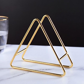 2PCS Triangle Coaster Giá đỡ vàng Gold Iron Metal Stand Hộp lưu trữ （vàng）