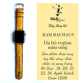 Dây đồng hồ thanh lịch da bò thảo mộc vàng tươi bền chắc RAM Leather Bauhaus Yellow