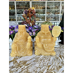 Mua Bộ tượng thờ hai ông Tài Địa Thần Tài Thổ Địa đá ngọc hoàng long - Cao 20 cm