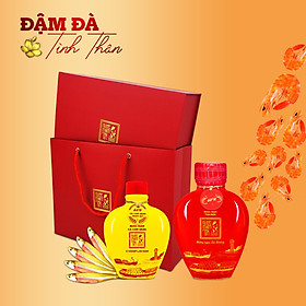 Đặc Sản Phan Thiết - Set 1 Giỏ Quà Đậm Đà Tình Thân Nước Mắm Tôm Biển Bình Gốm Đỏ 60N Và Cá Cơm Vàng Ruột Đỏ Bình Gốm Vàng 60N