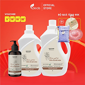 Nước giặt xả hữu cơ Bồ Hòn tinh dầu Hoa Bưởi ECOCARE 1 lít - Bền màu, giữ dáng, làm mềm vải, an toàn da nhạy cảm