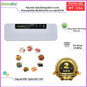Mua Máy hút chân không cao cấp thương hiệu BioloMix W230 tốc độ hút khô 60kPa  bề ngang túi tối đa túi là 32cm (Màu trắng)- Hàng chính hãng
