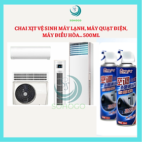 Hình ảnh Chai xịt vệ sinh máy lạnh/ máy điều hòa, máy quạt điện và các loại quạt thông gió khác...500ML, loại bỏ vi khuẩn, nấm mốc, mùi hôi khó chịu- Hàng nhập khẩu