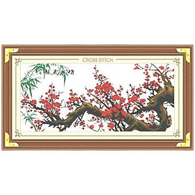 Mua Tranh thêu chữ thập thành phẩm Hoa Đào đỏ