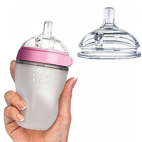 Combo 1 Bình Sữa Comotomo 250ml Hồng Và 1 Núm Ty Lẻ Size 1