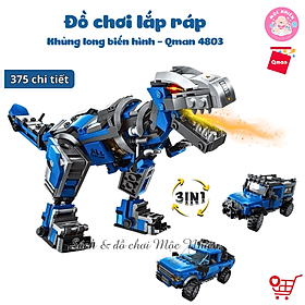 Đồ chơi lắp ráp, xếp hình Qman 4803 - Khủng long biến hình (375 mảnh ghép) - Dành cho bé trai từ 6 tuổi