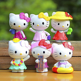 Bộ 6 Mô Hình Mèo Hello Kitty Dễ Thương - Mẫu 2