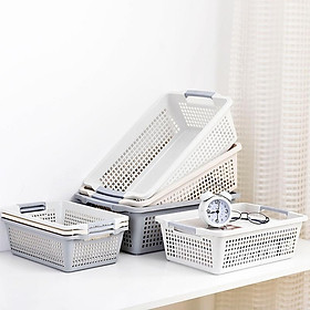 Mua Rổ nhựa chữ nhật REBA 3 size có quai cầm - Khay nhựa Việt Nhật 3596/3597/3598 kiểu chữ nhật đựng đồ đa năng (RCN02)