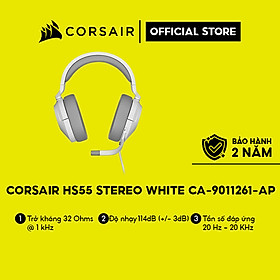 Tai nghe Corsair HS55 Stereo White/CA-9011261-AP Hàng chính hãng