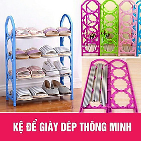 Hình ảnh Kệ để giày dép kệ đa năng 4 tầng khung nhựa thanh thép siêu cứng