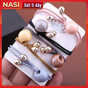 Dây buộc tóc nữ hình ốc sên [Set 5 dây] NASI dễ thương phong cách hàn quốc thun cột tóc nữ co giãn tốt phụ kiện tóc