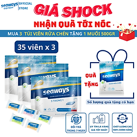 [COMBO] 3 túi viên rửa chén Seaways (35 viên x 3) tặng 1 túi muối 500gr- Dành cho mọi loại máy rửa chén bát