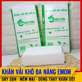 Khăn Vải Khô Đa Năng EMOM (250-300 Tờ/Bịch) Dày Dặn Và Mềm Mại, Tiện Lợi, Tiết Kiệm Loại Cao Cấp, Dùng Thay Khăn Ướt - Khăn Giấy Khô Đa Năng Cho Bé Sơ Sinh