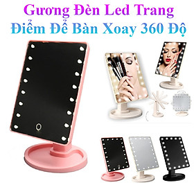 Gương Đèn Led Trang Điểm Để Bàn 22 Bóng Led Xoay 360 Độ