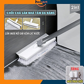 Chổi Chà Sàn Nhà Tắm Cán Dài Có Gạt Nước Hamart Xoay 360° Cọ Sàn Đa Năng TẶNG Móc Treo Chổi - Chổi Chà Sàn + Móc Treo