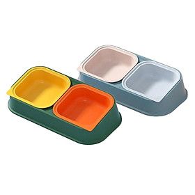 2pcs Pet Bowl Feeding Dishes Food and Water Feeder Food Container Removable with Stand Anti Tipping Non Slip Protective Cats Dogs Garden Bedroom