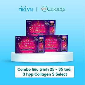 Combo 3 Hộp Nước Uống Đẹp Da Collagen S Select Nhật Bản Liệu Trình Trẻ Hóa, Dưỡng Sáng Da Hoàn Hảo (30 Lọ)