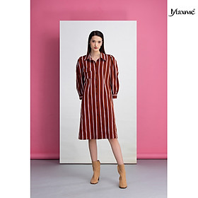 Đầm sơmi sọc nâu Maxivic M022334 