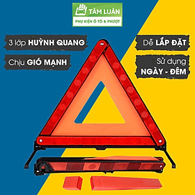 Biển báo phản quang tam giác xếp gọn, biển cảnh báo nguy hiểm, biển tam giác phản quang sự cố, phụ kiện ô tô Tâm Luân - 3 Bộ phản quang