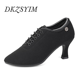 Giày khiêu vũ phụ nữ Dkzsyim Latin Black Oxford-Tango Dancing Giày khiêu vũ Ballroom Salsa Dance Shoes Đóng ngón chân cao 5/7.5cm Color: 5CM-Indoor Shoe Size: 38